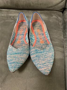 Rothy's The Point Turquoise Melange size W7 Limited Edition Blue Pink Teal